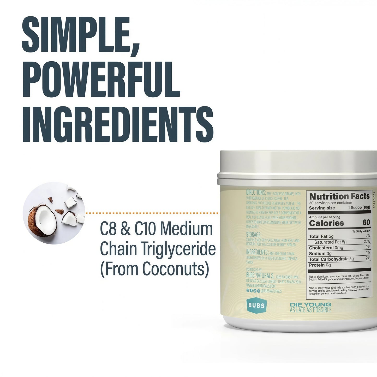 BUBS NATURALS MCT OIL CREAMER PROVIDES ENERGY
