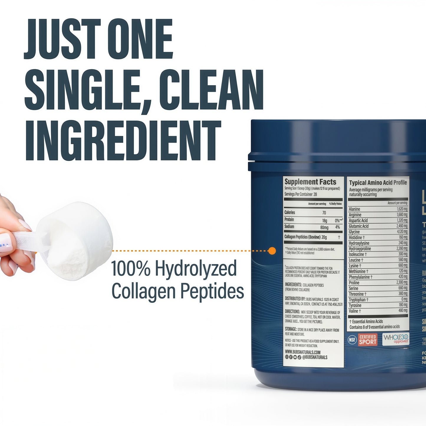 BUBS NATURALS COLLAGEN PEPTIDES POWDER