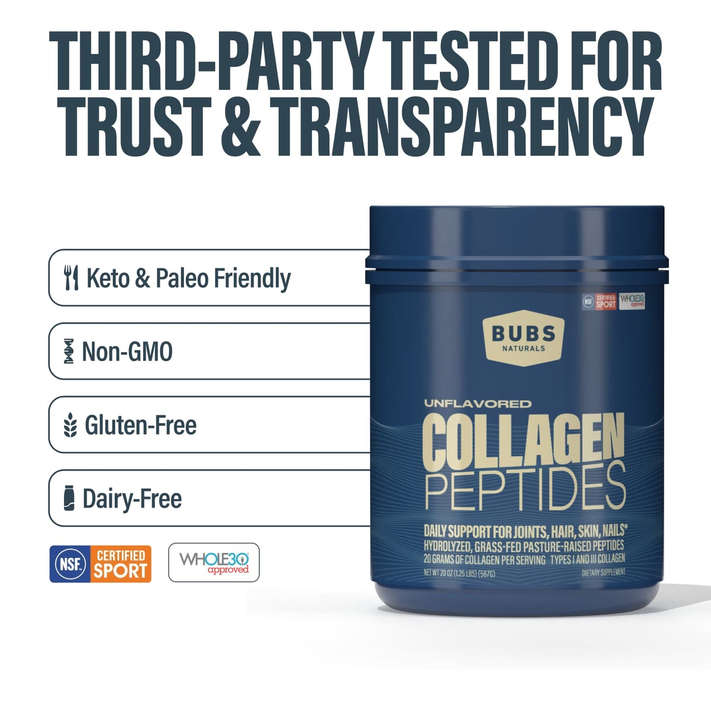 BUBS NATURALS COLLAGEN PEPTIDES POWDER